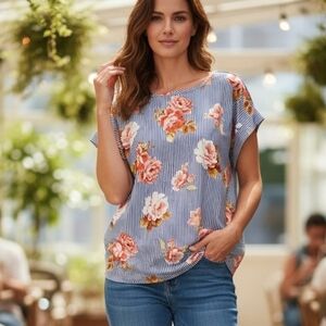 SPEED LIMIT MPH Womens Floral Crew Neck Top Blouse Plus Size 2X